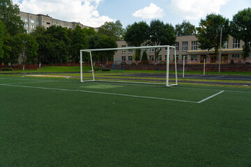 Football gates at the school stadium. Football field