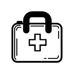 Medical Bag icon or modern line symbol. Vector line art and icon design with bold outline. Black and white Pixel Perfect minimalistic symbol isolated white background. Silhouette simple thin sign