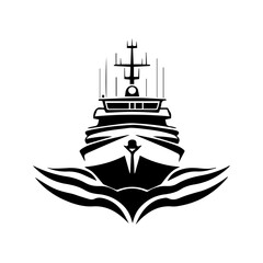 Military Boat icon or modern line symbol. Vector line art and icon design with bold outline. Black and white Pixel Perfect minimalistic symbol isolated white background. Silhouette simple thin sign