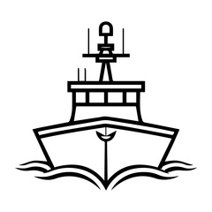 Military Boat icon or modern line symbol. Vector line art and icon design with bold outline. Black and white Pixel Perfect minimalistic symbol isolated white background. Silhouette simple thin sign