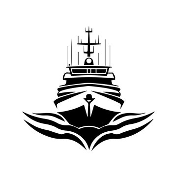 recommend clip art: Military Boat icon or modern line symbol. Vector line art and icon design with bold outline. Black and white Pixel Perfect minimalistic symbol isolated white background. Silhouette simple thin sign
