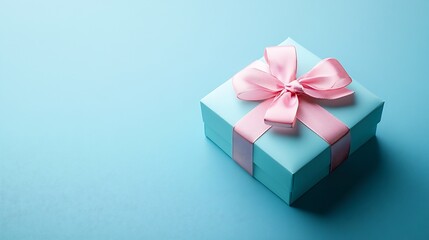 Fototapeta premium Gift box on blue background International Womens Day : Generative AI