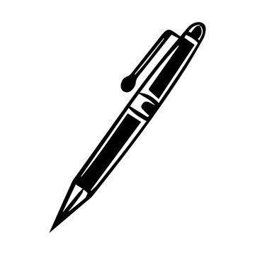 recommend clip art: Pen icon or modern line symbol. Vector line art and icon design with bold outline. Black and white Pixel Perfect minimalistic symbol isolated white background. Silhouette simple thin sign