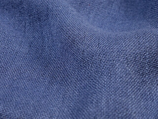 Blue randomly folded cotton fabric, textile background