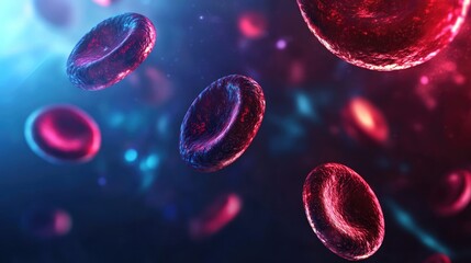 Naklejka premium Advanced Medical Research on Blood Cells and DNA Genome Sequencing in Holographic Format