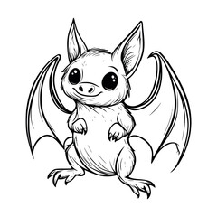 Bat cartoon coloring page for kids - coloring book