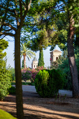 Detail of the courtyard of the palace of Alhambra in Granada Spain