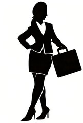 Professional woman silhouette holding a briefcase, exuding confidence.