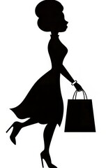 Elegant Black woman in a silhouette carrying shopping bags.