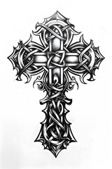 Jerusalem Cross Christianity very simple traditional tattoo flash styles illustration