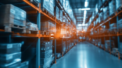 A warehouse featuring state-of-the-art inventory tracking systems, with RFID tags and scanners in use, symbolizing precision in logistics.