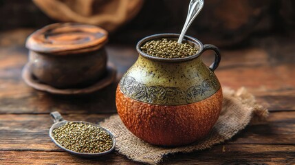 Authentic Argentinian Mate Gourd and Bombilla for Traditional Tea Drinking Experience