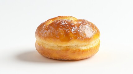A detailed 3D rendering of a freshly baked brioche bun with a slightly glossy surface, isolated on a white background
