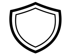 Obraz premium Blank black shield logo icon silhouette vector art illustration on white background 