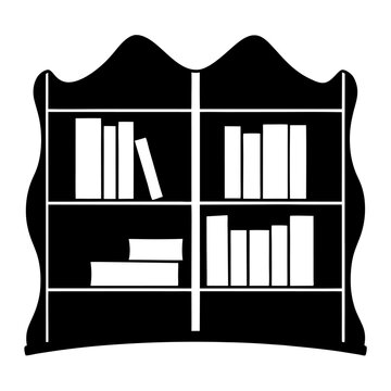 recommend clip art: Book shelf silhouette black vector illustration on white background