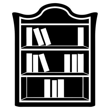 recommend clip art: Book shelf silhouette black vector illustration on white background