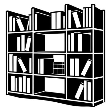 recommend clip art: Book shelf silhouette black vector illustration on white background