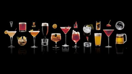 Drinks on black background