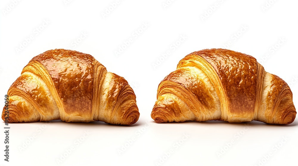 Poster croissant bread closeup isolated isolated on white background display whole and side view frontal fu