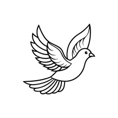 Dove outline vector icon on  White Vector Background.