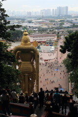 Kuala Lumpur, Malaysia - May 4, 2024: Mysterious view of Batu Caves in Malaysia