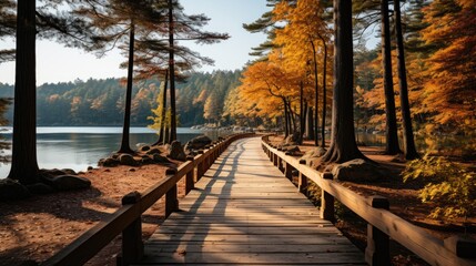 beautiful wooden pathway going the breathtaking