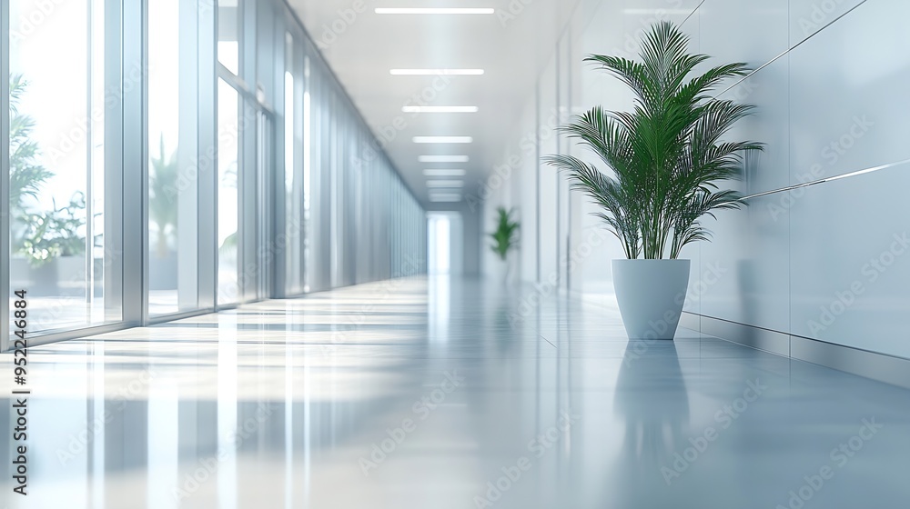 Aufkleber modern corridor at an office building background : generative ai