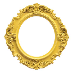 Vintage  antique golden yellow frame isolated on white background