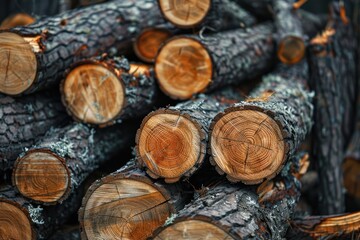 Close-up of a Stack of Logs
