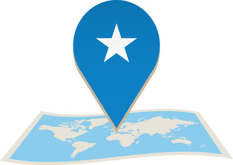 Somalia flag on World map