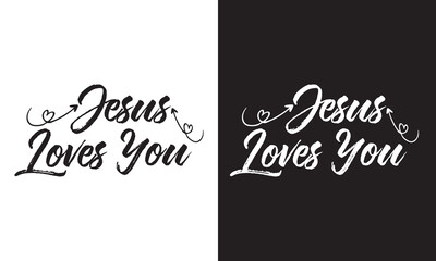JESUS LOVES YOU black brush calligraphy banner with swashes  isolated on black and white background. Vector illustration. EPS 10