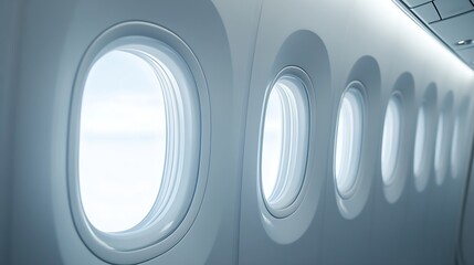 Airplane window Inside Passenger plane looking through a big jet passenger plane window Isolated Windows Plane with clipping path : Generative AI