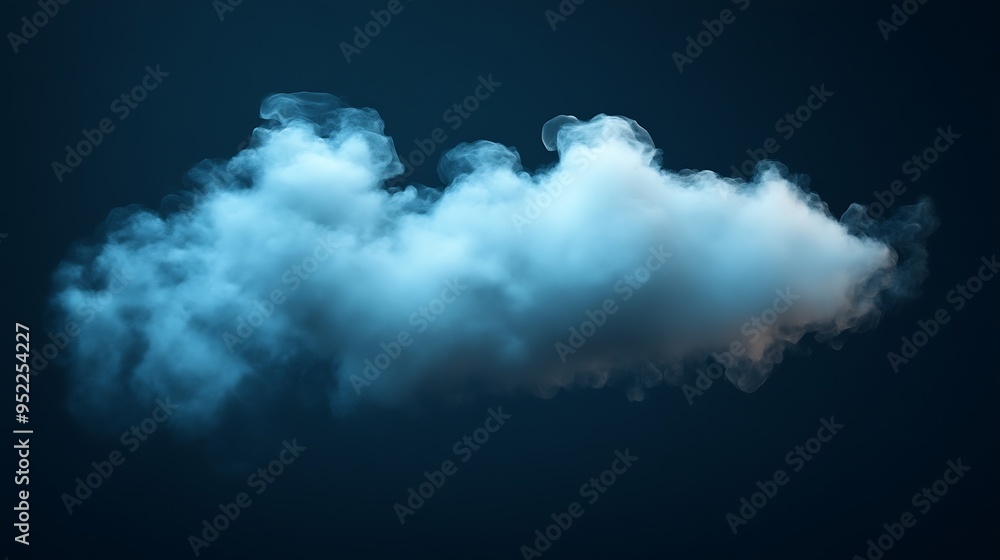 Poster Single cloud in air isolated on black background Fog white clouds or haze For designs isolated on black background Abstract cloud Cloud or dust isolated on black abstract cloud : Generative AI
