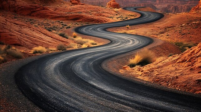 Sandy curvy road through red desert off roading area near Page Arizona : Generative AI