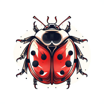 recommend clip art: Ladybug head very simple traditional tattoo flash styles illustration