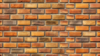 Obraz premium Textured wall of rustic bricks in warm orange and brown tones 