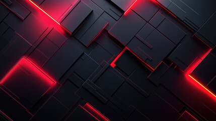 red led 3d protruding black rectangles background with squares