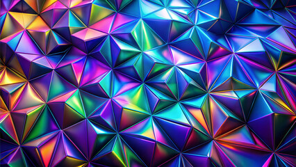 Polygonal and Holographic Background with Fluid Lines and Curves in Purple, Blue, and Green with Copy Space