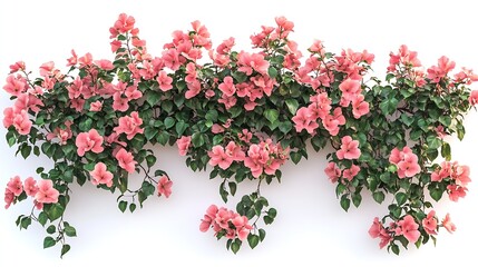 Tropical plant fence bush shrub pink tree isolated on white background with clipping path : Generative AI