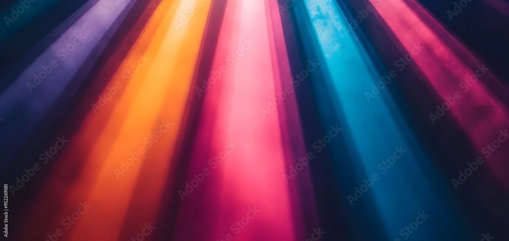Poster vibrant rays of colored light create a stunning abstract background, perfect for designs needing a d