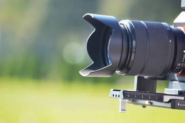 camera lens on white background