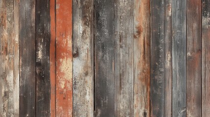 Fototapeta premium Rustic wallpaper with a distressed wood plank design, creating a cozy, warm atmosphere in a living space.