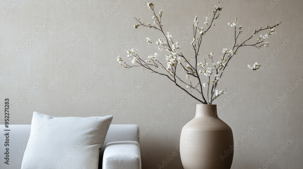 Poster subtle, textured wallpaper in soft neutral tones, perfect for adding depth and interest to a minimal