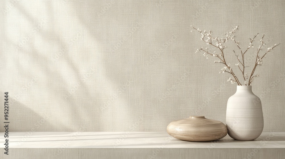 Poster subtle, textured wallpaper in soft, neutral tones, perfect for adding depth and interest to a minima