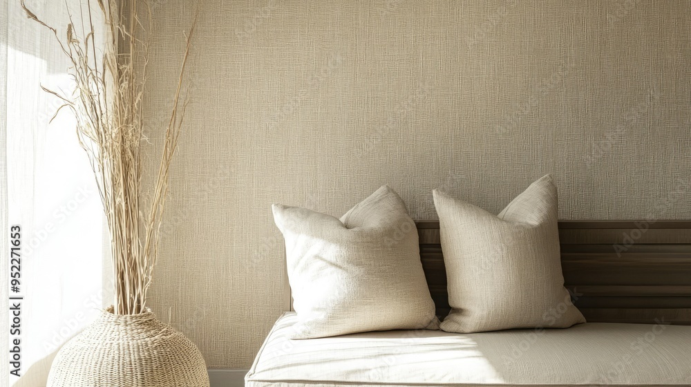 Poster subtle, textured wallpaper in soft, neutral tones, perfect for adding depth and interest to a minima