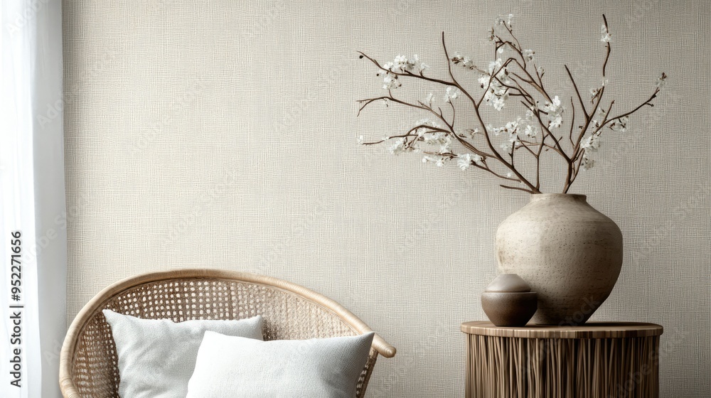 Poster subtle, textured wallpaper in soft, neutral tones, perfect for adding depth and interest to a minima