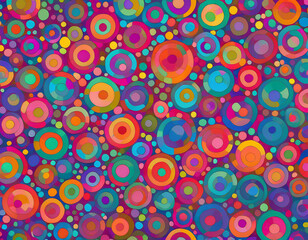 Bright Polka Dot Pattern Abstract and Playful Retro Design with Colorful Circles and Bold Background