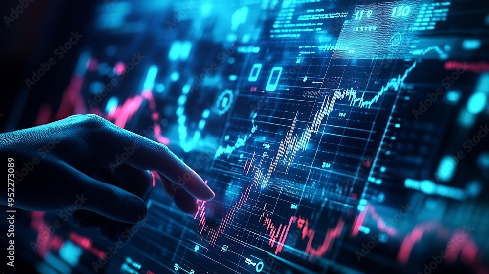 Aufkleber Business finance and investment Businessman teamwork together working and analysis with economic graph growth chart Business development target global business and data on social netwo : Generative AI