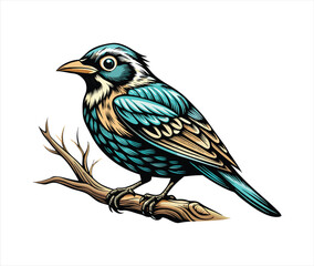 bird on a branch vector illustration