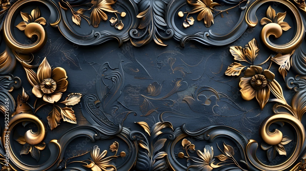 Poster ornate victorian style frame background with detailed scrollwork and classic patterns for luxury inv